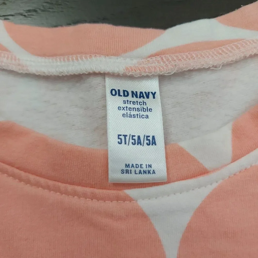 Old Navy Dress Girls 5T Salmon Pink White Dots Print Stretch Casual